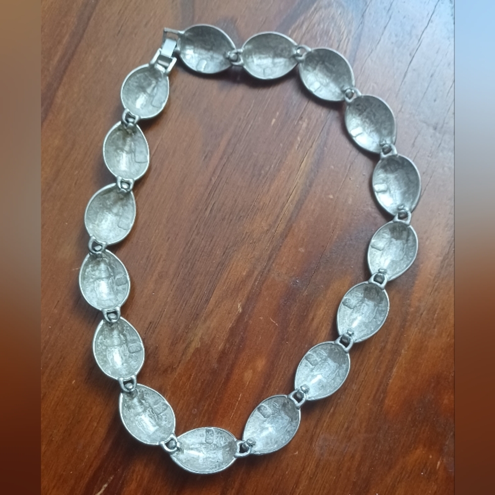 Silvertone Shell Statement Necklace - Picture 5 of 9